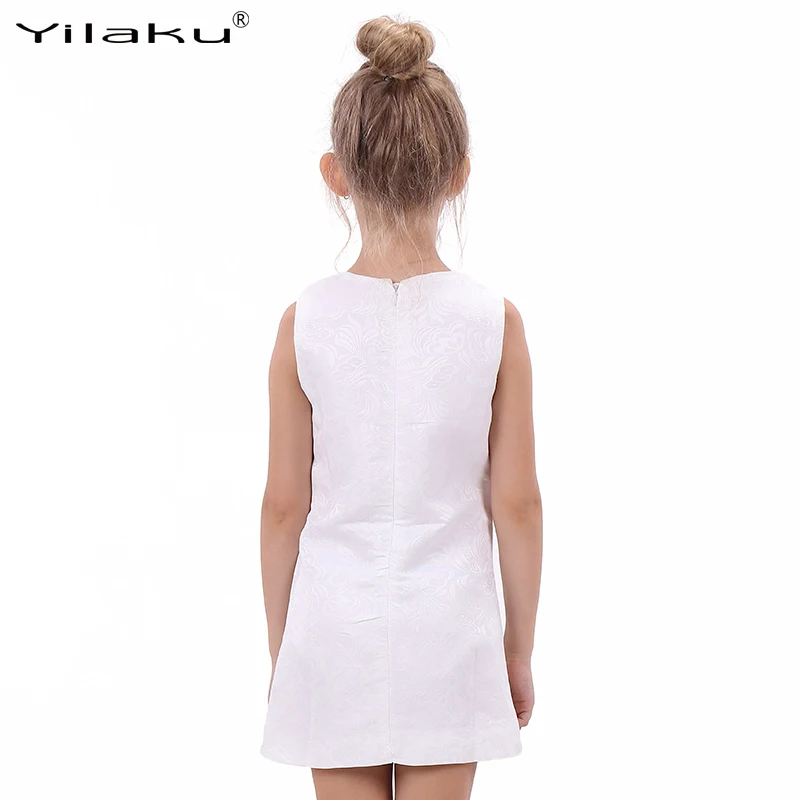 Девушки Белый Принцесса Платья Без Рукавов Дети Платье для Девочек Роуз