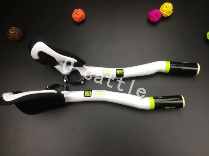 Carbono fibra DE Bicicleta DE estrada o apoio braco resto guiador tt aerobar Triathlon bar Bicicleta guiador pecas - Цвет: Зеленый