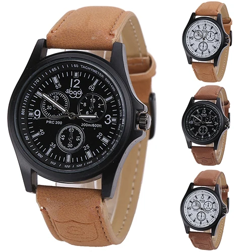 Модная мужская Спортивная Военная искусственного кожаный ремешок аналоговые