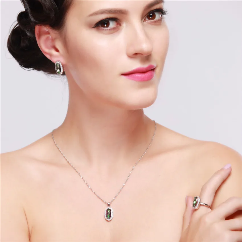 Almei серебряный цвет Женские Ювелирные наборы свадебное ожерелье розовый стразы