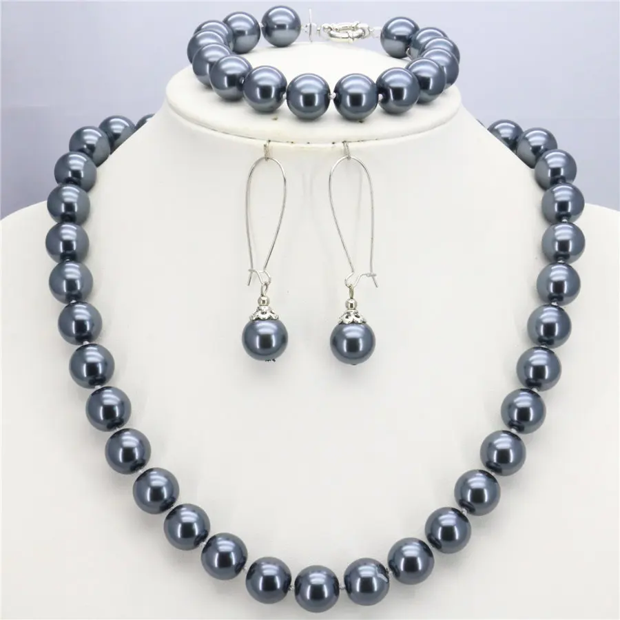 Оптовая продажа аксессуары 10 мм серебристые жемчужные бусины ожерелье браслет