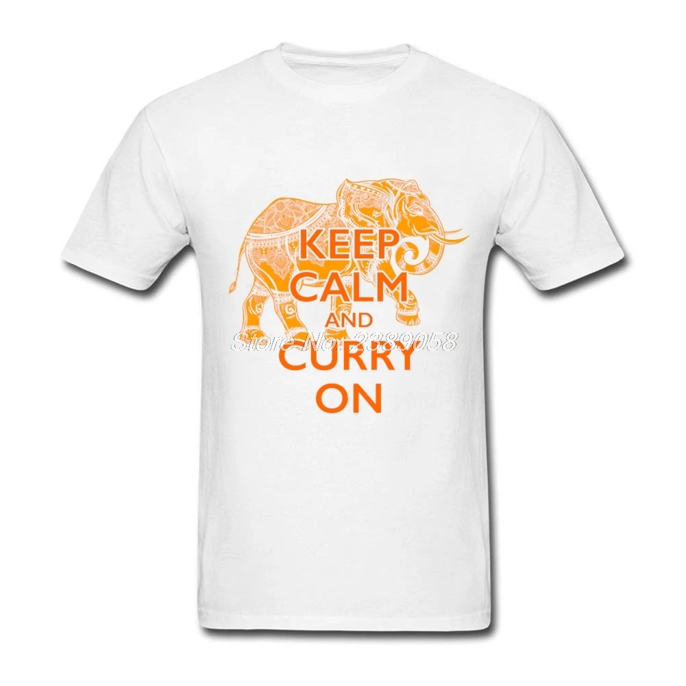 Мужская футболка с круглым вырезом Keep Calm and Curry новейшие футболки коротким