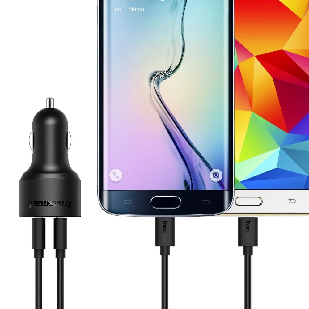 Tronsmart 4.8A 2 разъём(ов) автомобильное зарядное устройство с быстрой зарядки 2.0