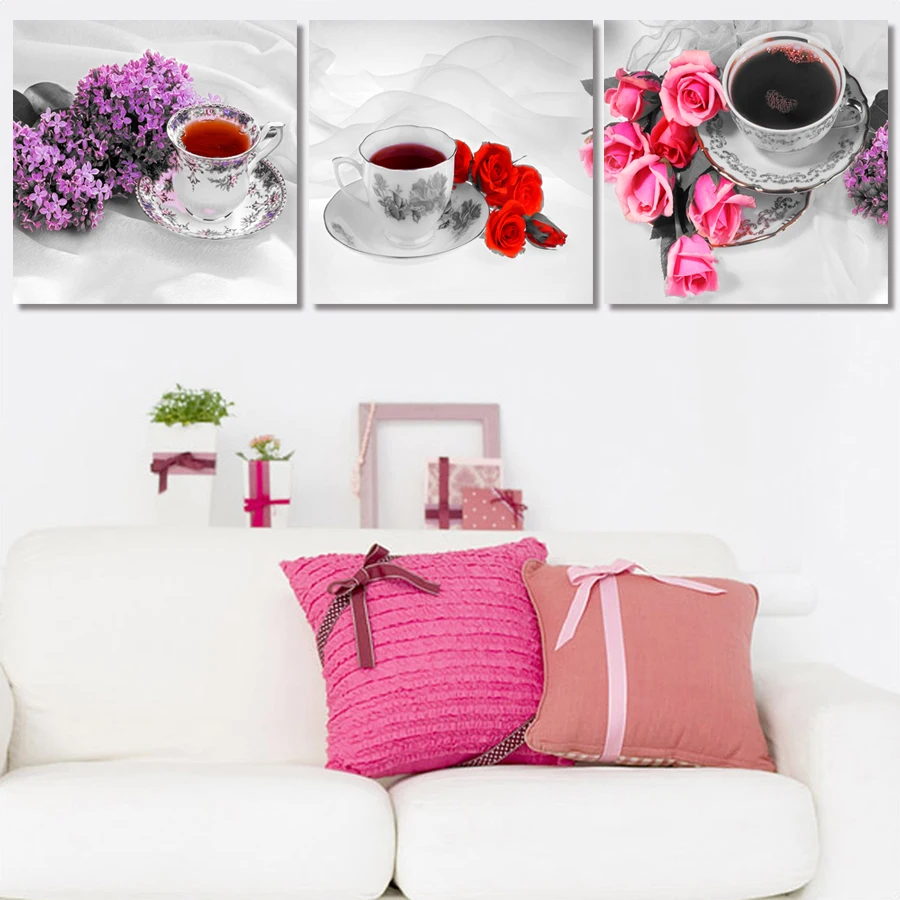2017 Unframed 3 шт. Большой HD Кофе кружки с Печать холст картина для Гостиная стены Книги