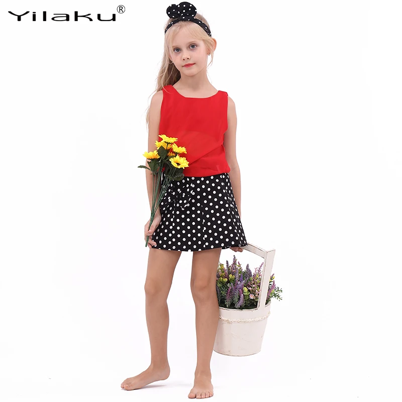Комплект одежды Yilaku для девочек шифоновая блузка и юбка без рукавов комплект