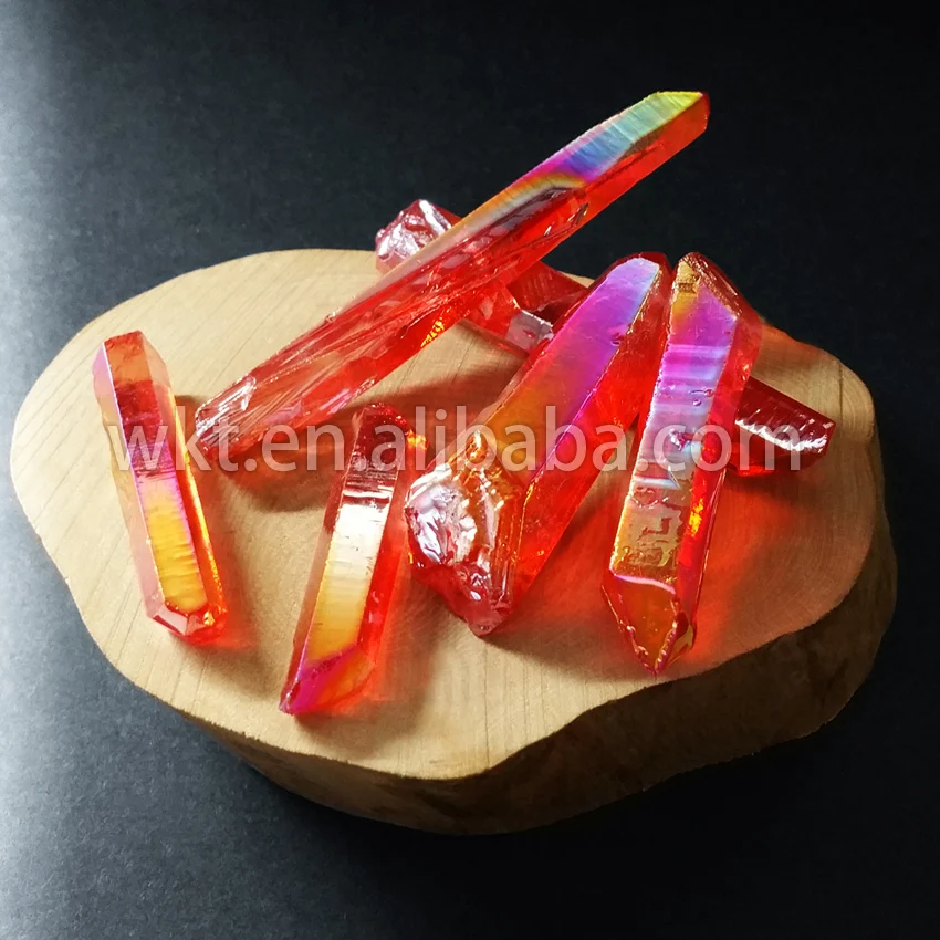 WT-G068 изумительное красное пламя аура кристалл кварцевые точки Красивые