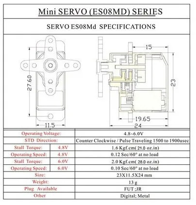 4x EMAX ES08MD металлическая Шестерня цифровой сервопривод sg90 ES08A ES08MA MG90S TREX 450