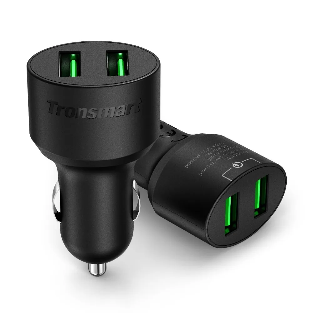 Tronsmart 4.8A 2 разъём(ов) автомобильное зарядное устройство с быстрой зарядки 2.0