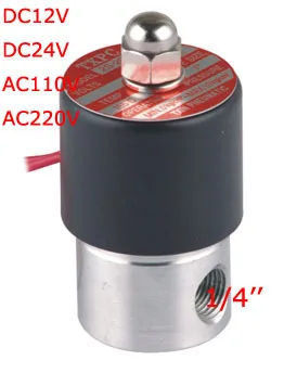 1/4 ''Электрический Соленоидный клапан из нержавеющей стали FKM 2S025-08 DC12V, DC24V, AC110V или AC220V