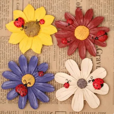 4pcs/set Creative Gerbera Sunflower Beetle Refrigerator Magnets Magnetic Stickers Home Decorations Дом и сад