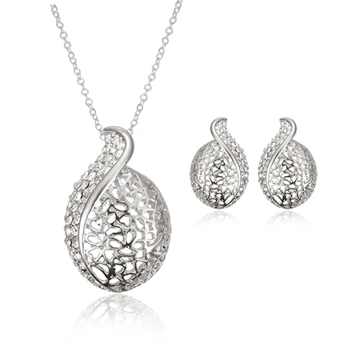 Женщины Роскошный Горный Хрусталь Инкрустированные Полые Овальный Кулон