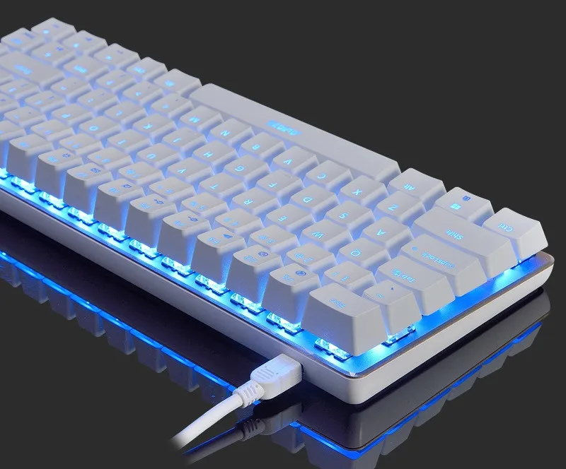 Ajazz AK33 82 клавишная панель из сплава USB Проводная Подсветка Механическая игровая клавиатура синяя/черная ось со съемным кабелем