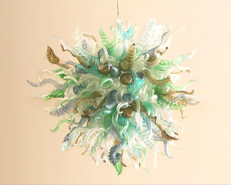 

Hand Blown Stained Glass Flush Mount Chandelier