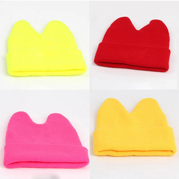 Зимние детские вязаные шерстяные шапки с рогом для мальчиков и девочек Теплая