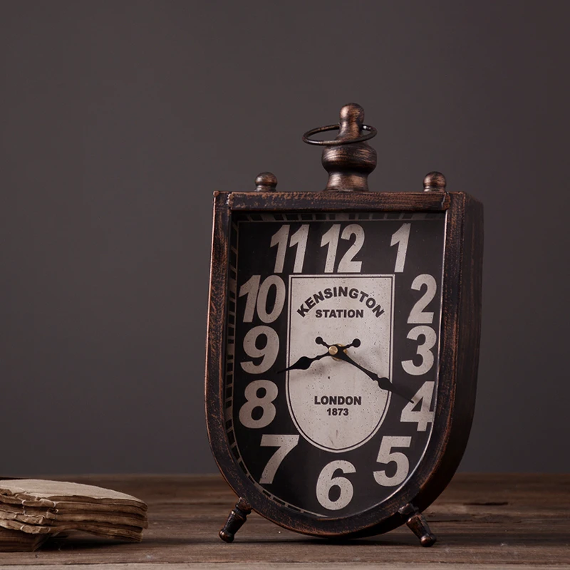 Металлические настольные винтажные часы ручной работы в американском стиле
