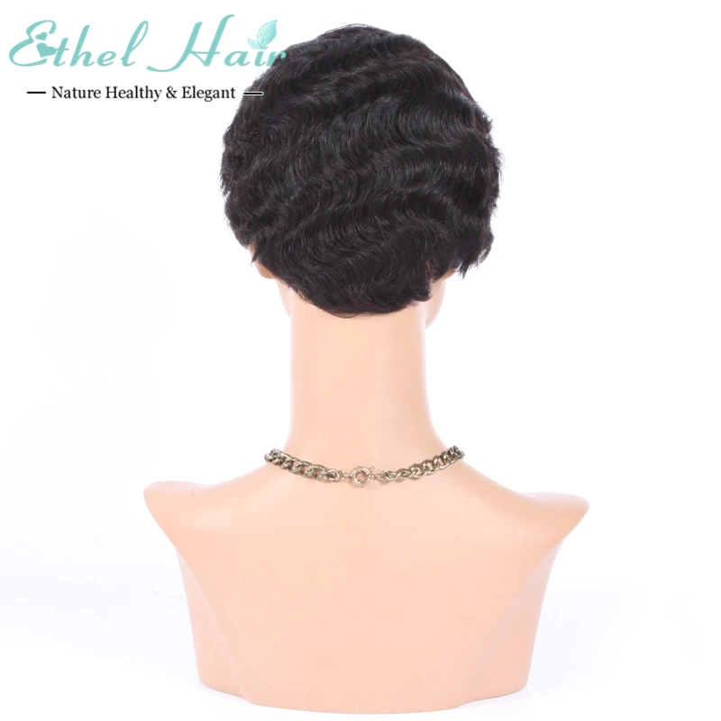 Brazilian Short Wavy Virgin Human Hair Wigs for Black Women African American Wig On Sale Free Shipping |
