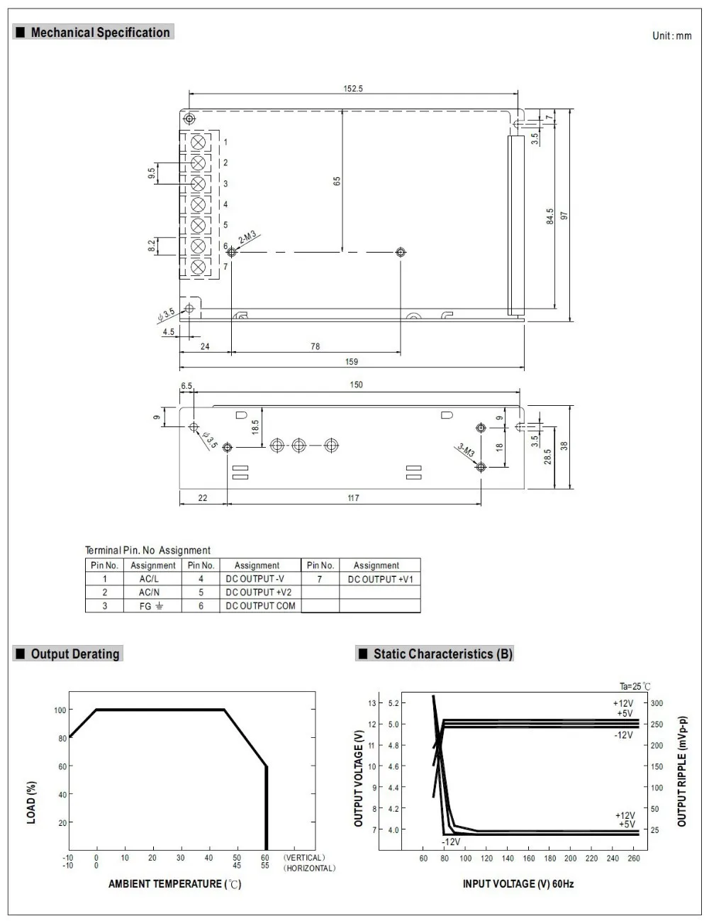 60 W тройной выход 5 V 12 V-12 V импульсные источники питания AC к DC
