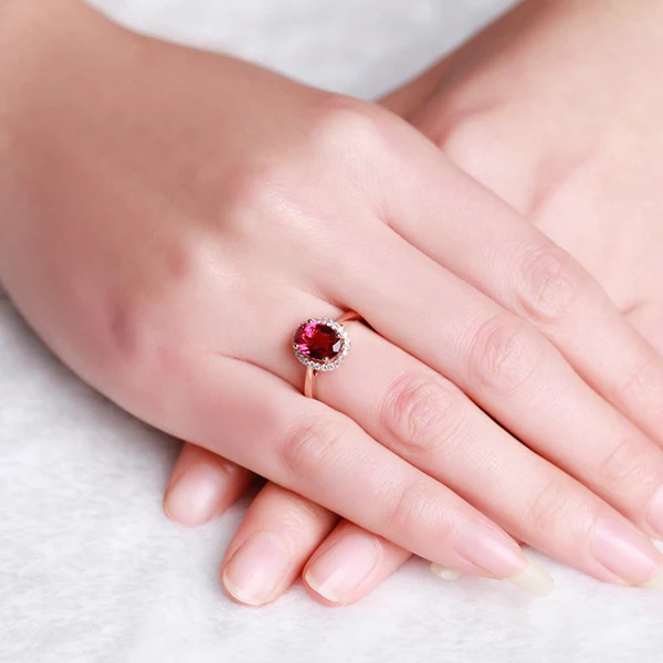 ZOCAI ЗОДИАК драгоценный камень пожарные знаки знаменитостей Природный 1.43CT RUBELLITE красный турмалин бриллиантовое коктейльное кольцо 18 К розовое золото W03412