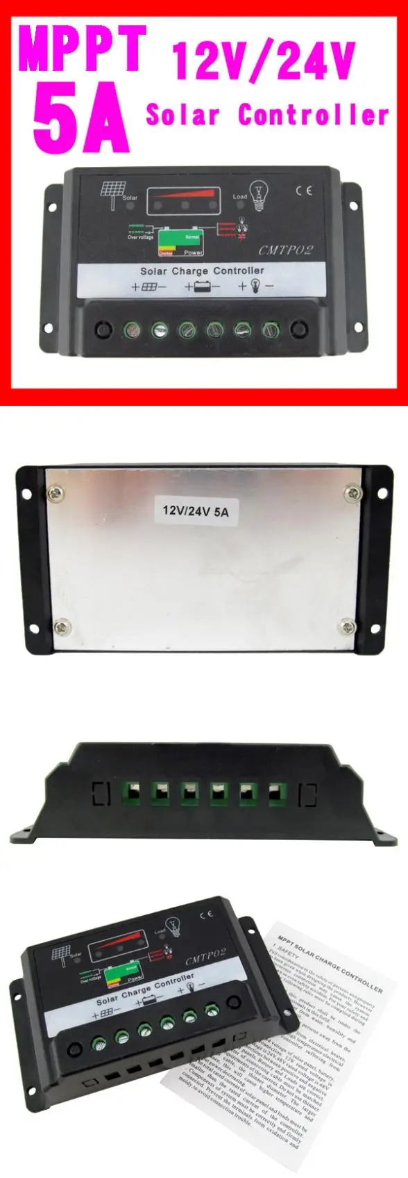 5A 12 V/24 V MPPT Контроллер заряда для фотоэлектрических систем подходит Панели солнечные Батарея Регулятор автоматического переключения A391
