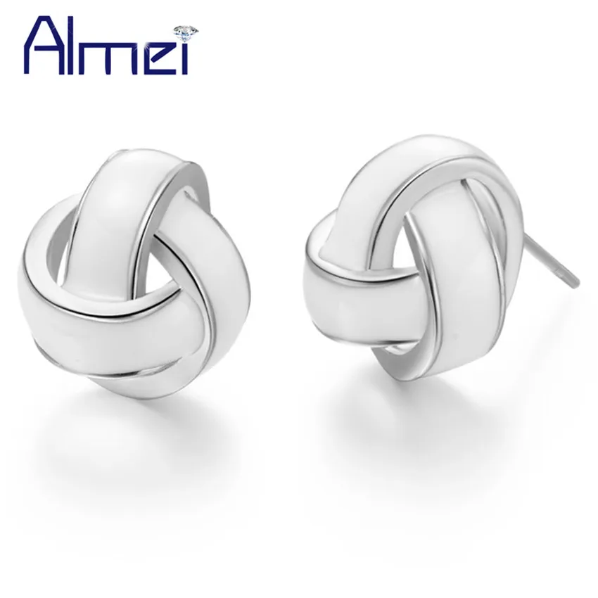 Almei скидка 15% США серебряный цвет мужские серьги-гвоздики/женские Pendientes панк белые черные серьги ювелирные изделия Orecchini Ohrring R475