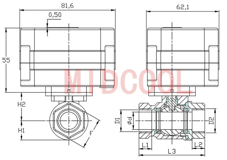 

Stainless steel Motorized Ball Valve 3/4" DN20 Water control Angle valve DC12V electrical ball (two-way) valve wires CR-01
