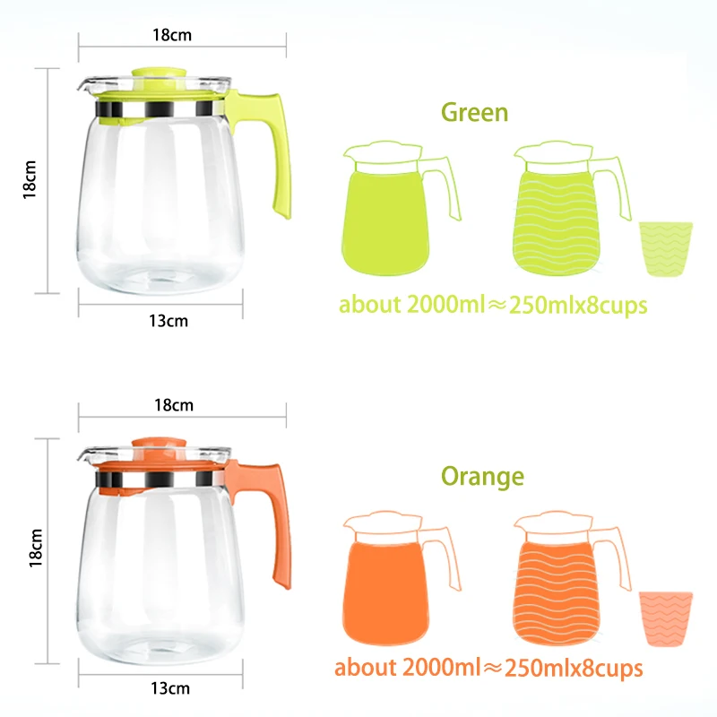 Высококачественный большой чайник 2000 мл для холодной воды кувшин из усиленного