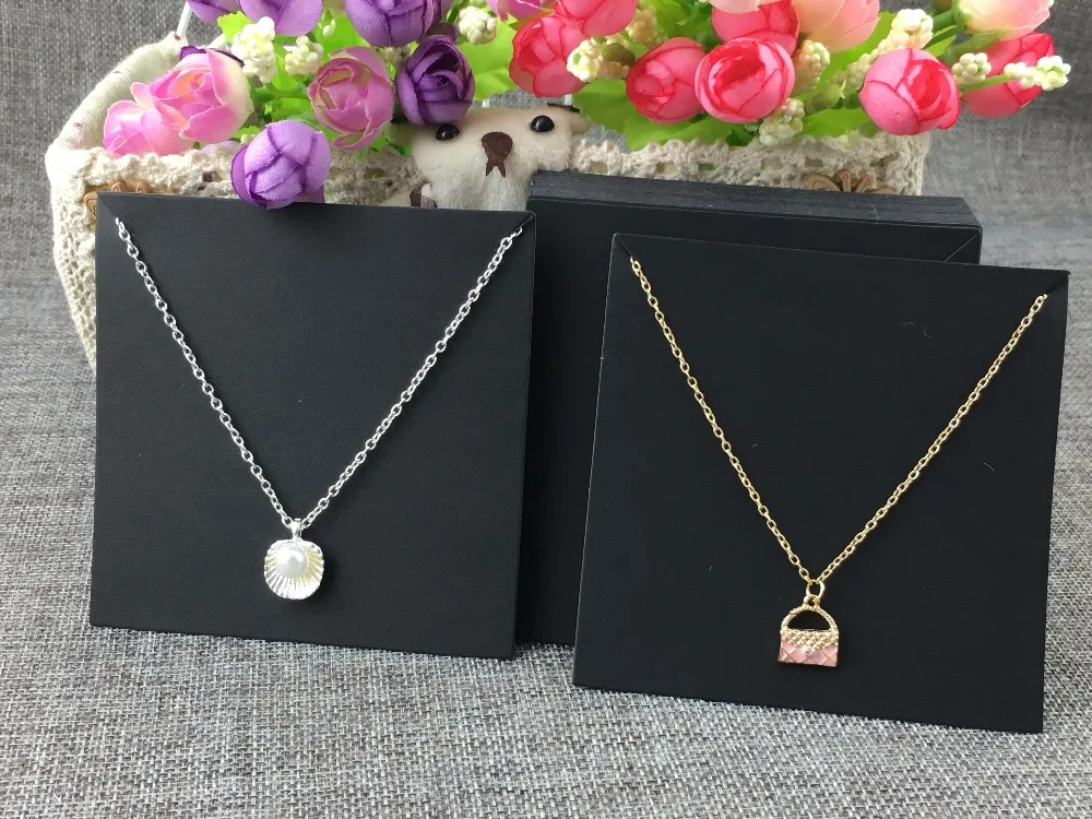 200 шт./лот 10*10 см карточки для ювелирных изделий ожерелья черная бумага картон из