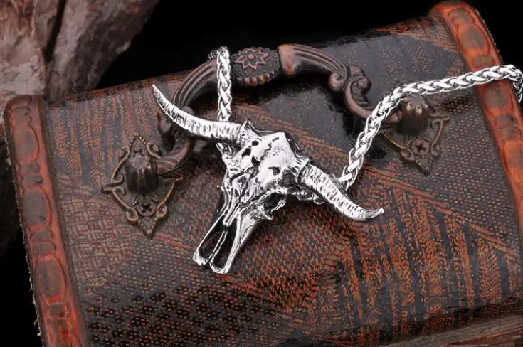 316L нержавеющая сталь человека ювелирных изделий 3D bull бык рогом подвеска супер большой BP8-013