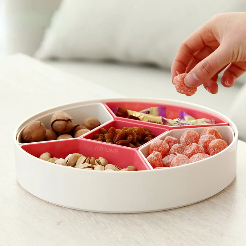 Декоративные пять секционных закусок круглый орех конфета Сервировочная