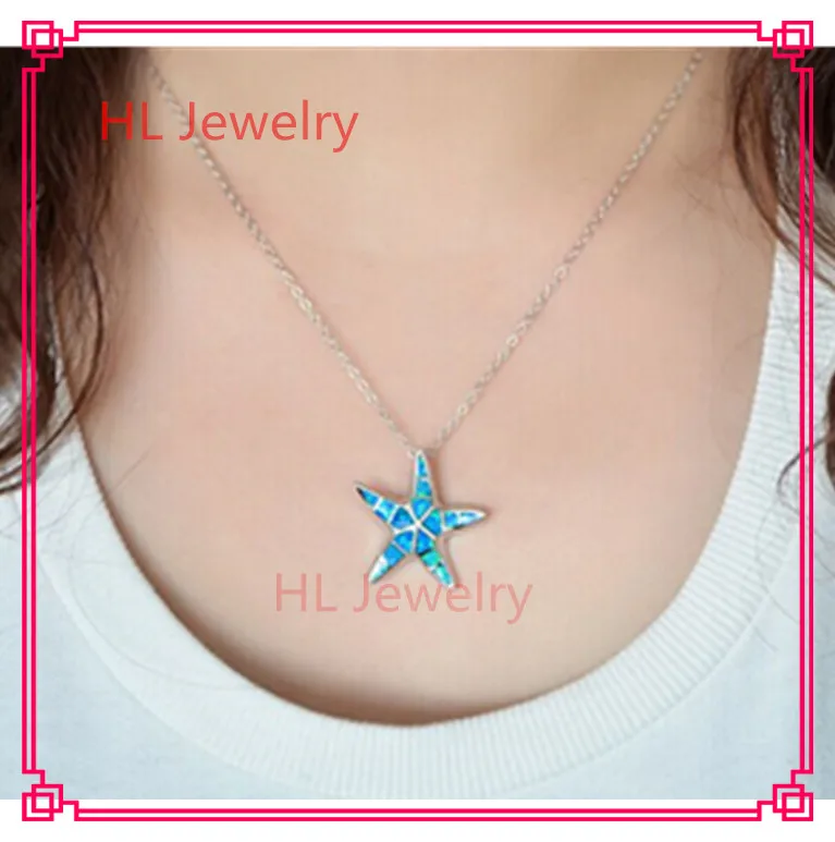 Прекрасная маленькая подвеска с голубым опалом на лето в море пятиконечной