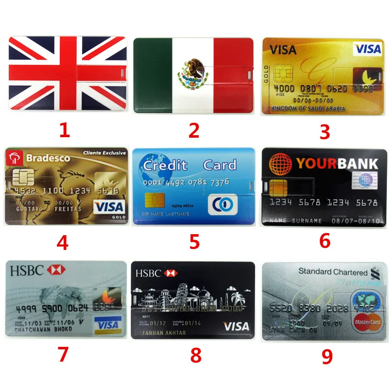 Новый все виды банковских кредитных карт USB флэш накопитель флеш 4 ГБ 8