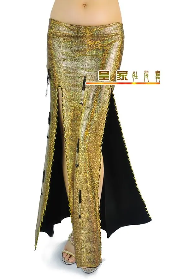 Лидер продаж; новинка дизайн Высший сорт bellydancing юбка юбки для танца живота блестящие плотно обернуть юбка-двойной сплит с-6008