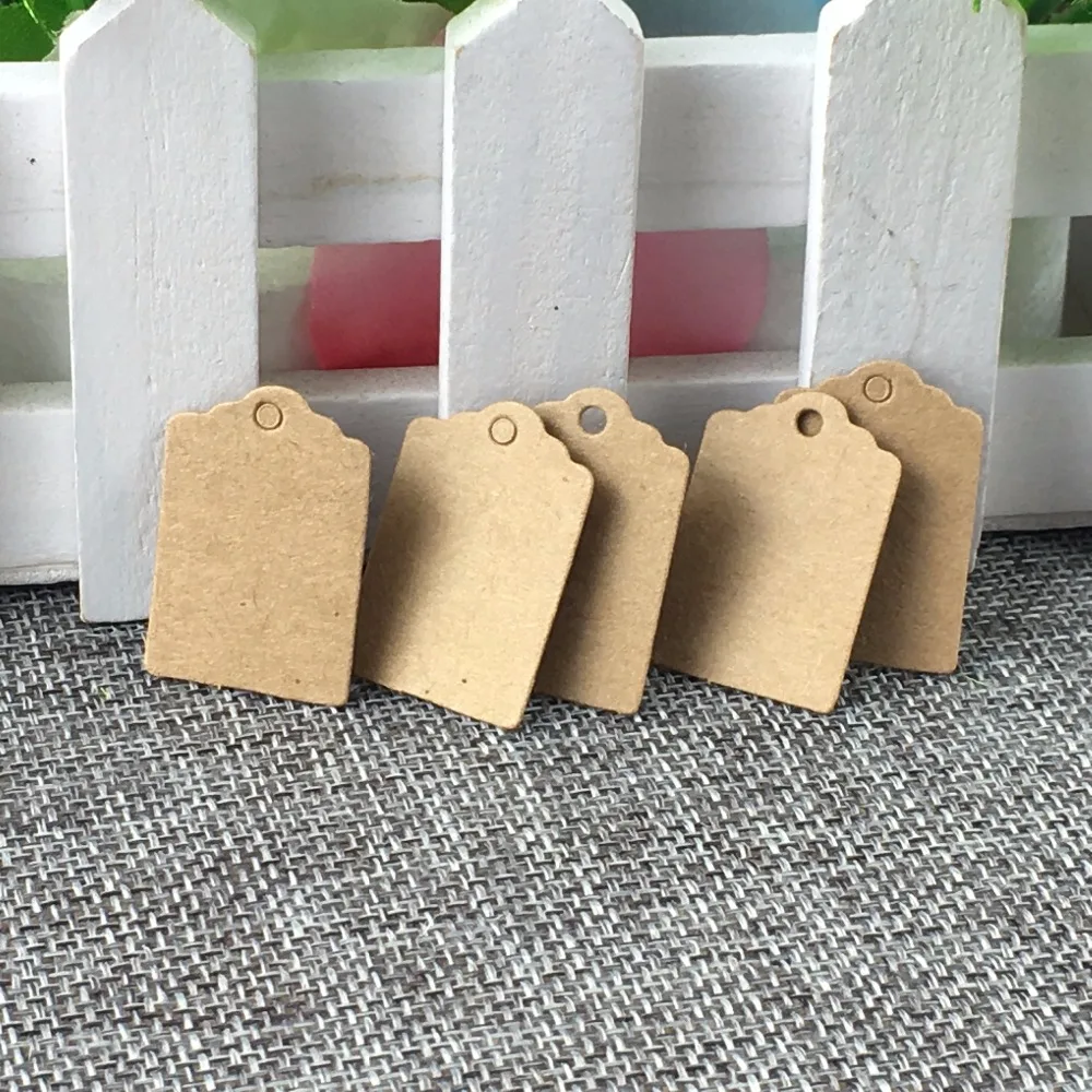400 шт. крафт бумага 3*2 см маленькие бирки + пеньковые нитки для ювелирных изделий