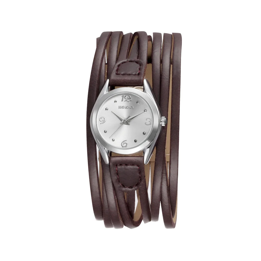 WEIQIN Мода Браслет Роскоши Кварцевые Часы Женщины Личность Черный Кожаный Ремешок