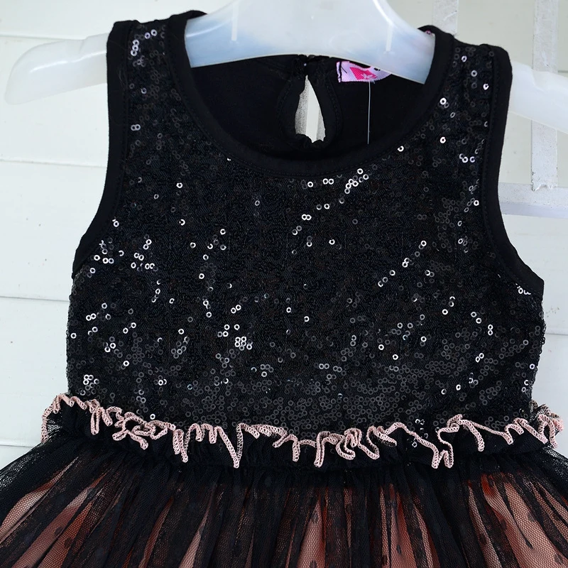 Хлопковое нейлоновое бальное платье без рукавов с круглым вырезом и блестками