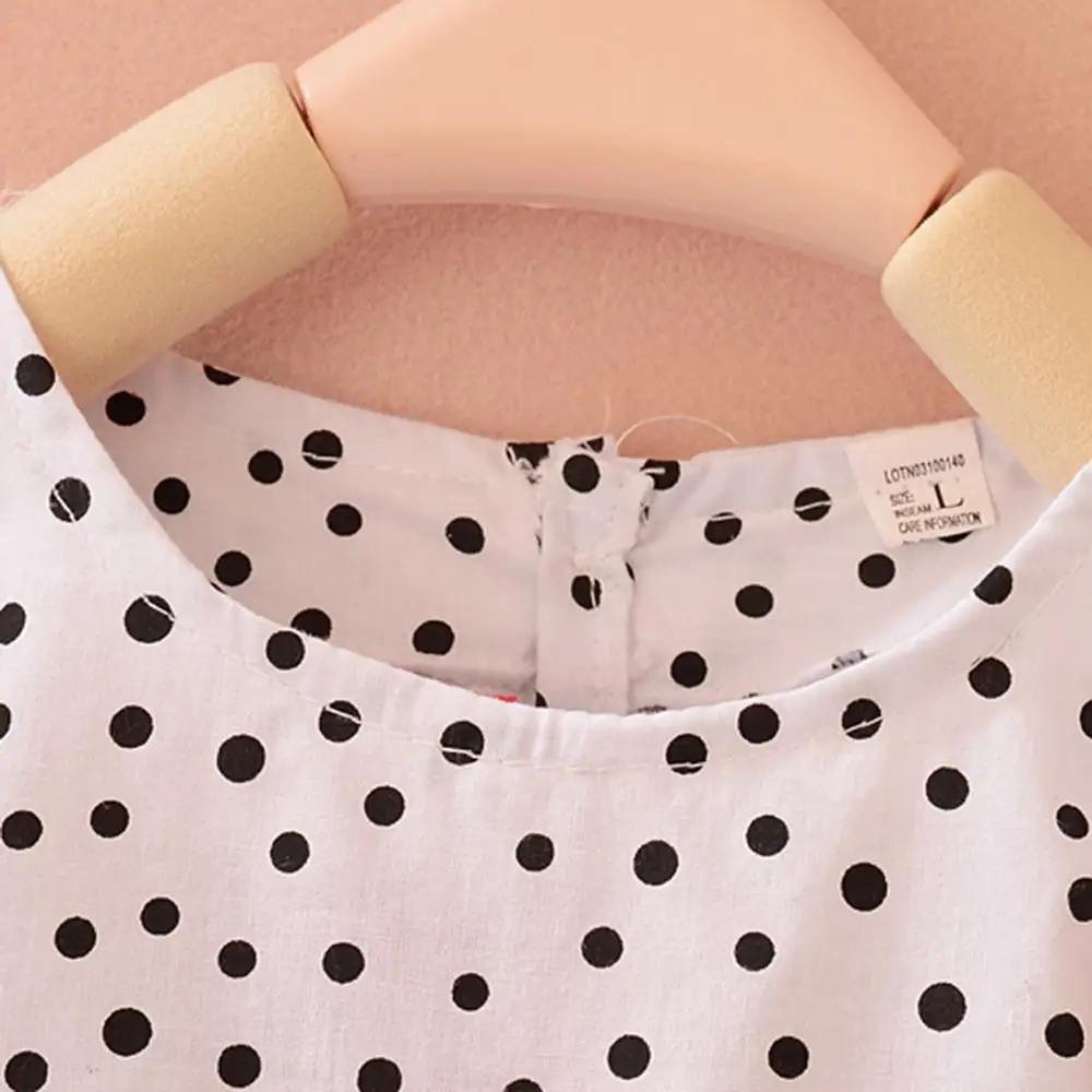 Полиэстеровое платье в горошек + бабочка полиэстер Летнее Детское с короткими