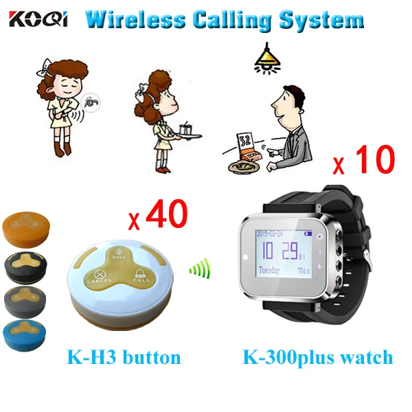

Table callers with button and wrist watch