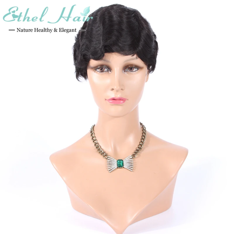 Brazilian Short Wavy Virgin Human Hair Wigs for Black Women African American Wig On Sale Free Shipping |