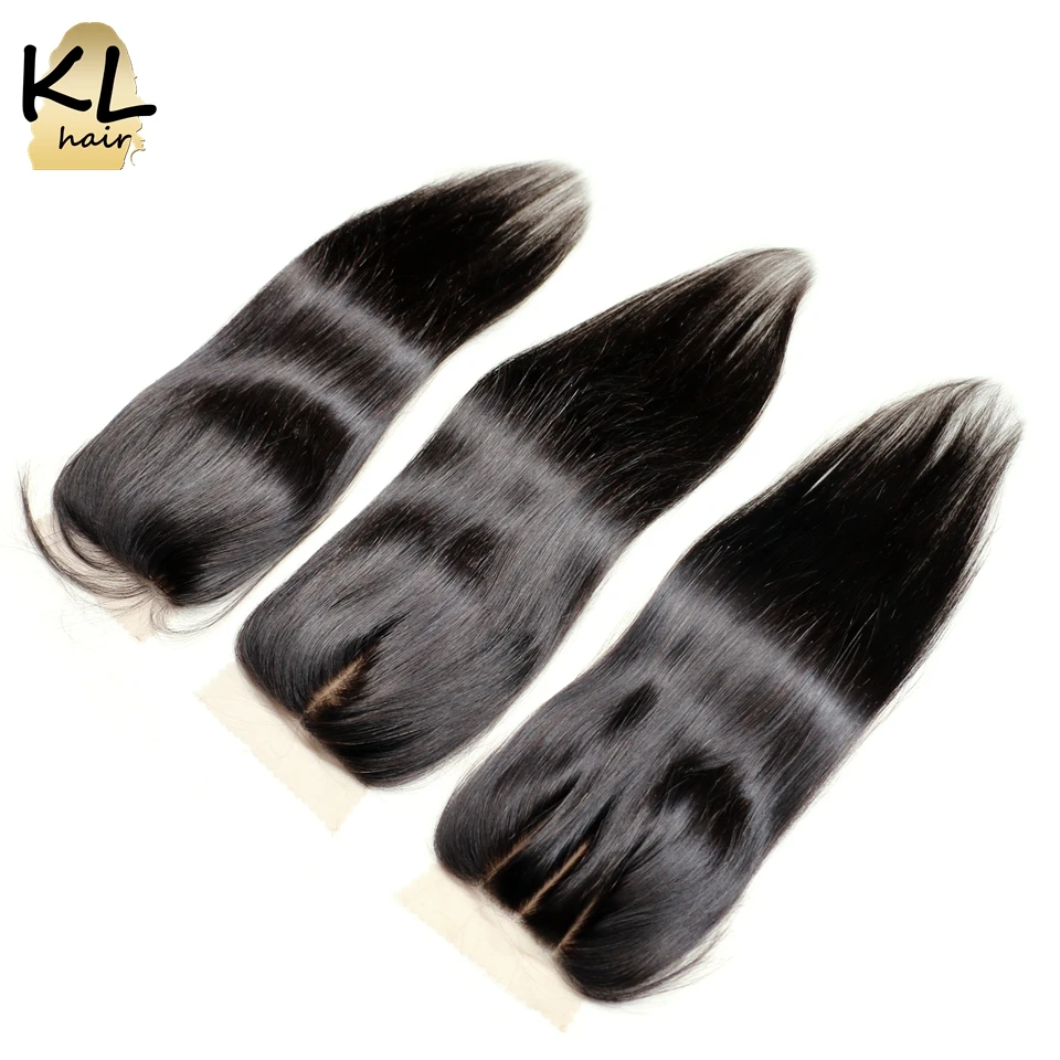 KL бразильский шелк основа закрытие прямые человеческие волосы remy 4x4 свободный
