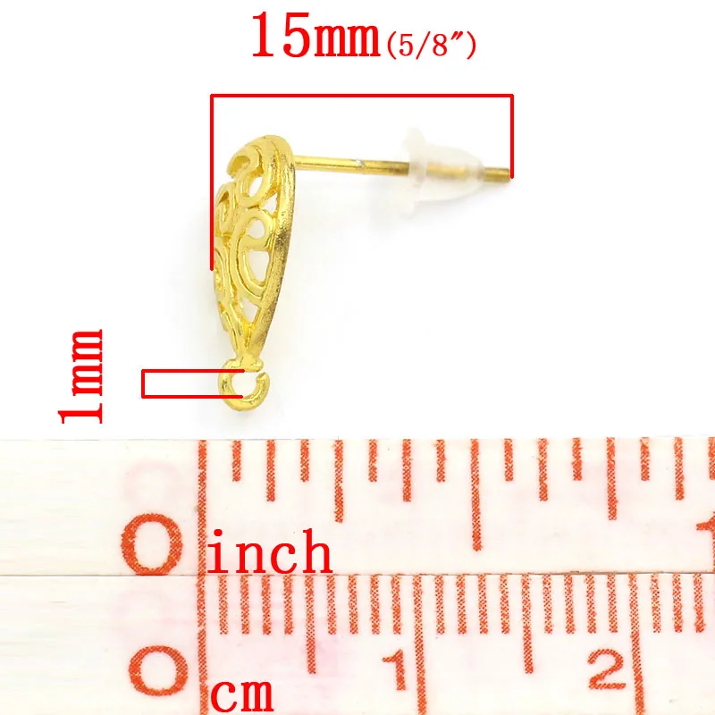 Новинка 10 шт. медных сережек в форме капли воды золотого цвета 15x13 мм аксессуары