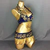 blue Сексуальный костюм для танца живота, ручной работы, танцевальный костюм, набор для выступлений, 6 цветов, 3 штуки(бюстгальтер, пояс и ожерелье - Color: blue