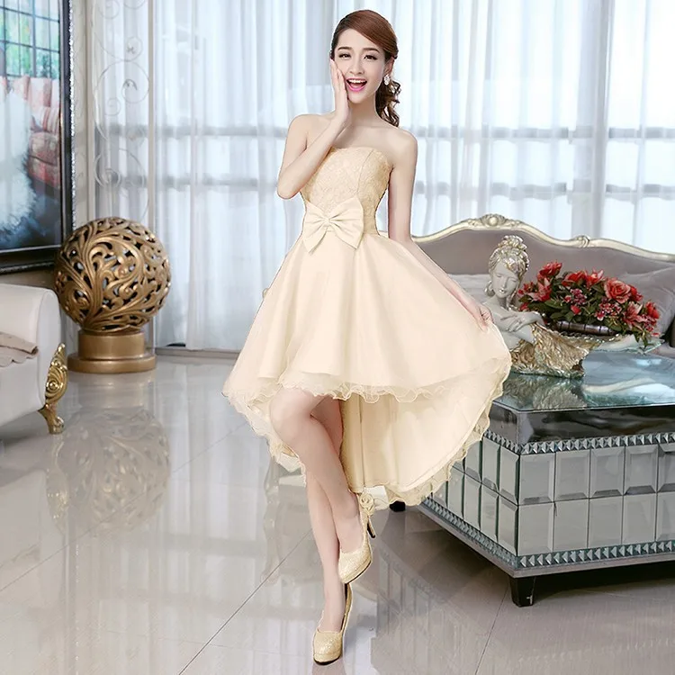 Платье подружки невесты Cheongsam топ-труба Lw-high Формальные платья Асимметричный бант под$50 свадебное платье