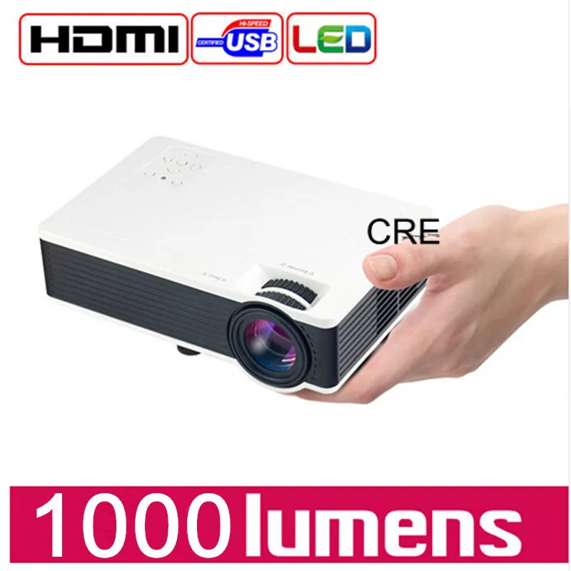 2016 Newest CRE Upgrade GIFT HDMI Cable MINI Projector For Video Games TV Home Theatre Movie Support VGA AV SD | Электроника