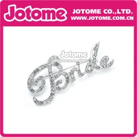 100pcslot wedding bride letter clear silver crystal brooches and pins fashion jewelry
