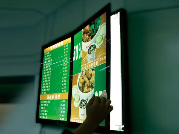 Ультратонкая алюминиевая рамка для меню со светодиодным Rstaurant световая коробка