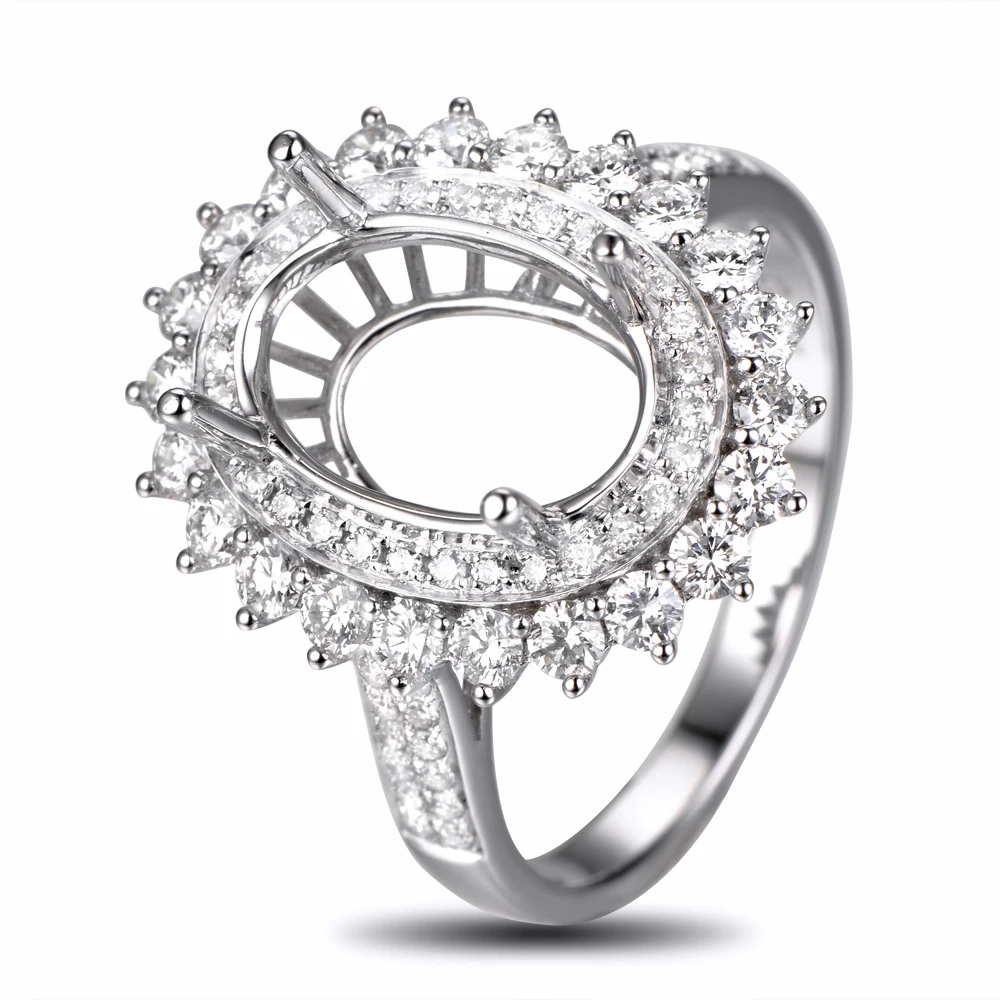 Anniverary 14 к белое золото натуральный 1.07ct алмазное обручальное кольцо ювелирное полукрепление 8x12 мм овальная резка установка