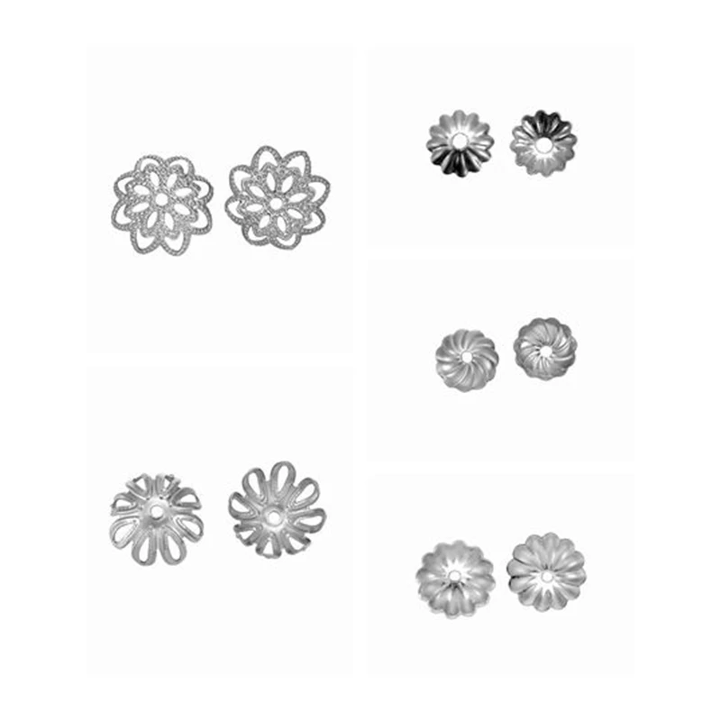 50 шт. бусины из нержавеющей стали с цветами для ювелирных изделий и компонентов