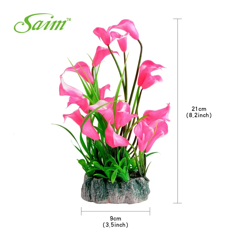 

8.2" Aquarium Underwater Ornament Simulation Calla Lily Artificial Plastic Plants Accessories Decoration For Aquarium Fish Tank