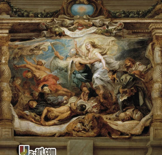Печать на холсте(Triunfo De la Eucaristia Rubens) Высококачественная картина Monder art Prit для комнаты 13-Zjyh-(115