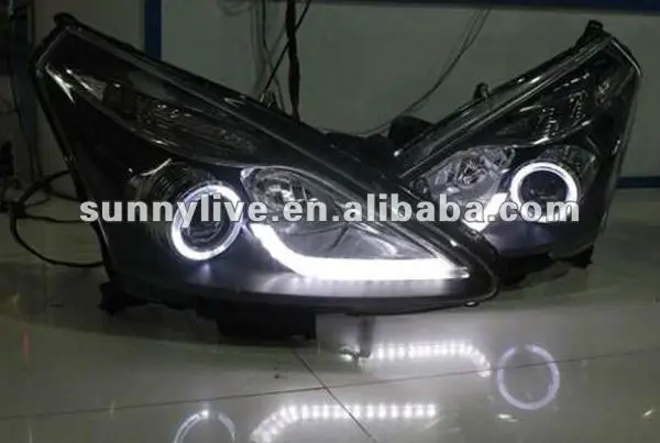 Для NISSAN Tiida светодиодный головной фонарь angel eyes 2011to 2012 год